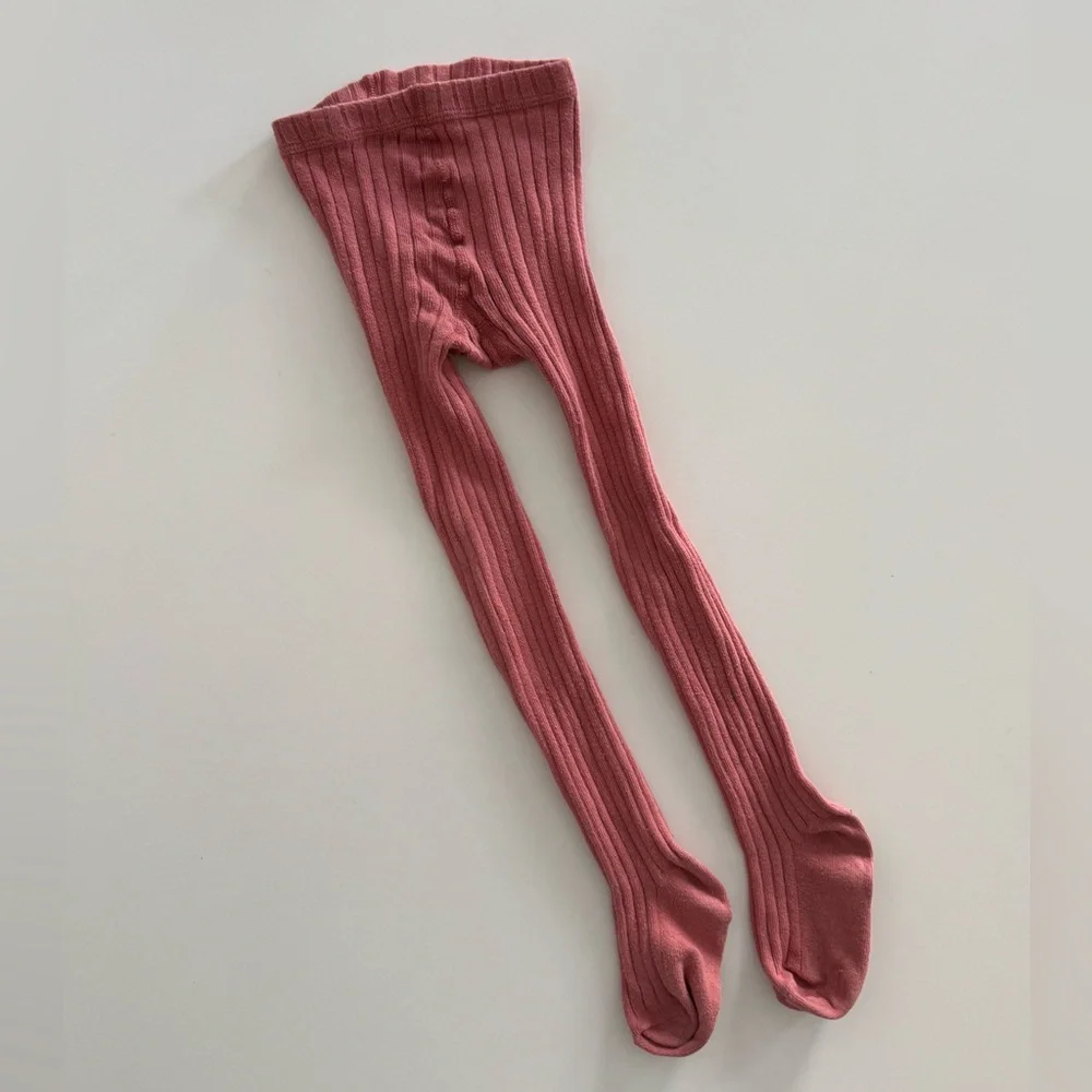 ZARA Ribbed Rose Tights - Picture 1 of 4